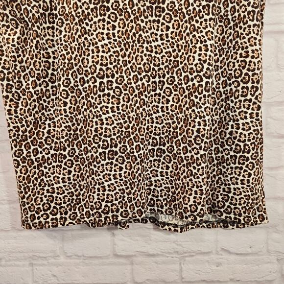 M Michael Michael Kors Leopard Print Women's Top Cheetah Short Sleeve Round Neck - Picture 4 of 8